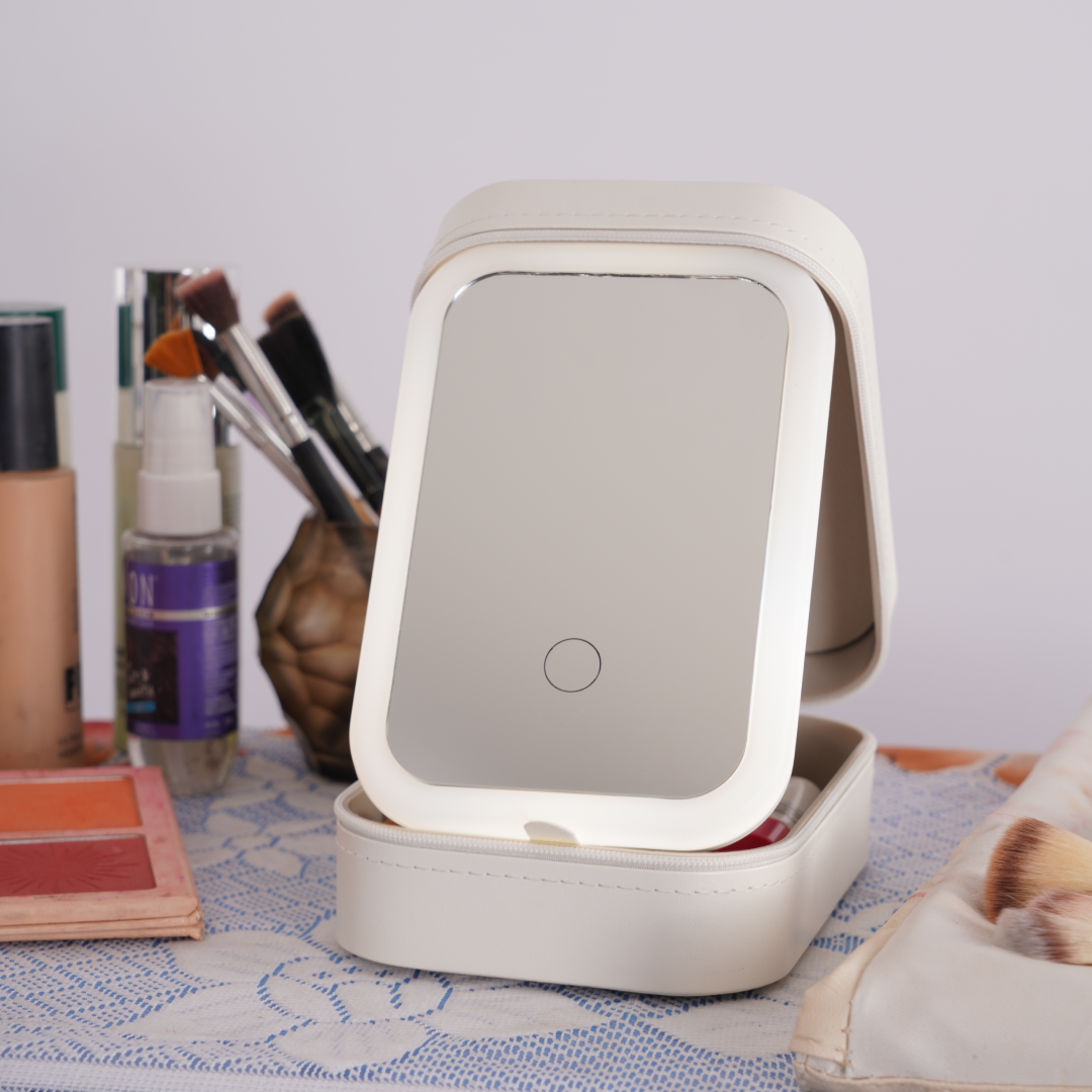 White Jewelry Organizer with LED Mirror