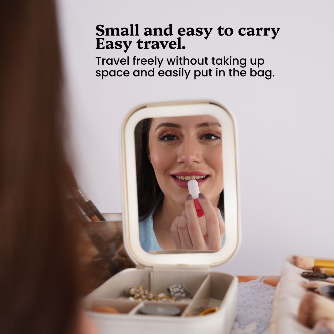 White Jewelry Organizer with LED Mirror