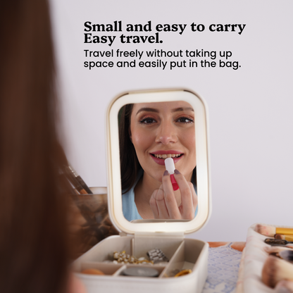 White Jewelry Organizer with LED Mirror